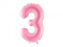 Folinis balionas "3", rožinis (86cm)